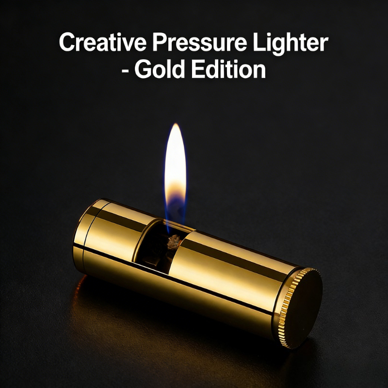 Vintage Collectible Lighters - ไฟแช็คทรงกระบอกทองเหลืองวินเทจแบบใหม่ - ระบบจุดไฟแบบกดที่เป็นเอกลักษณ์ ของสะสมย้อนยุคสุดพิเศษสำหรับผู้ที่ชื่นชอบการสูบบุหรี่