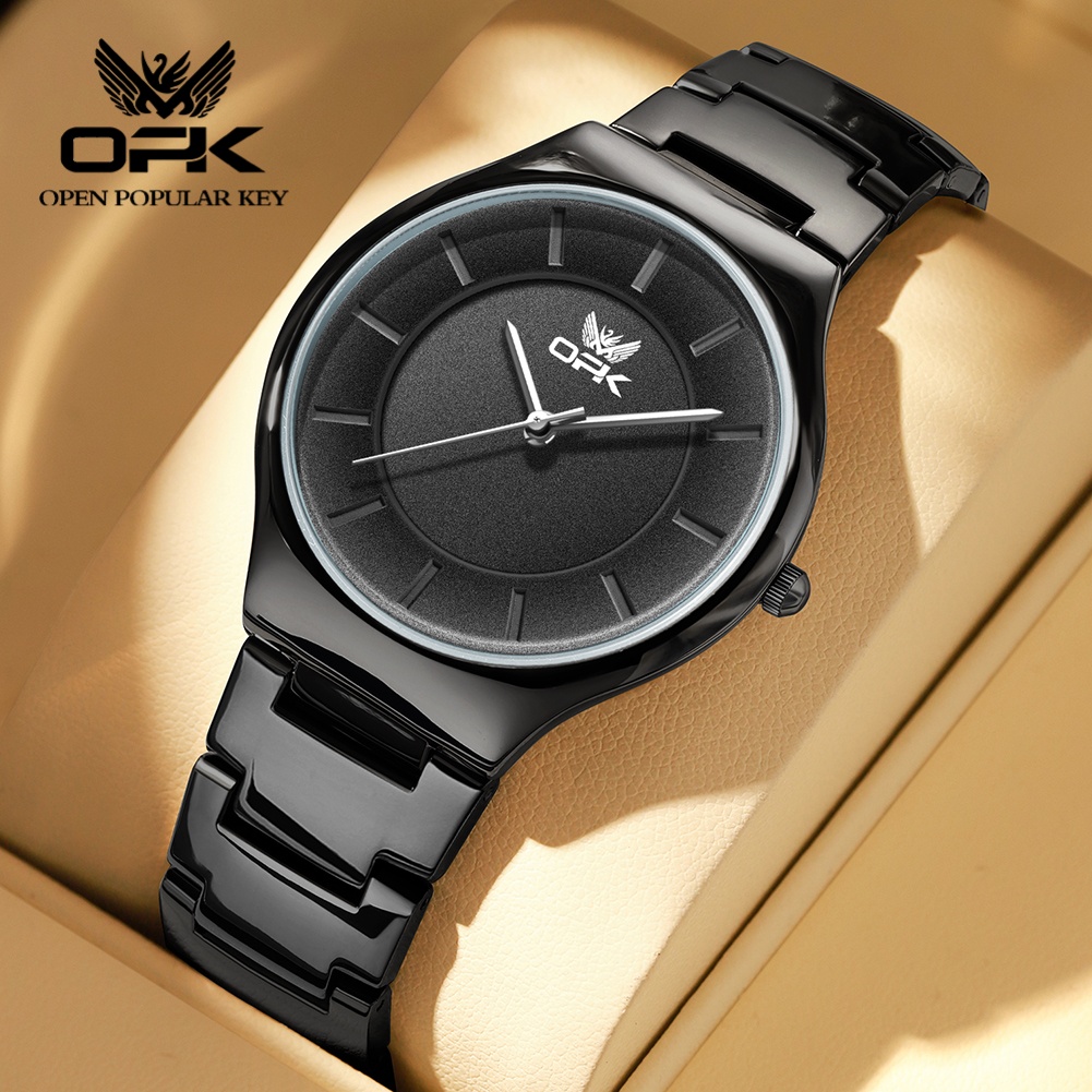 Vintage Collectible Watches - OPK 6078 ผู้ชายผู้หญิงต้นฉบับควอตซ์นาฬิกาความสง่างามมินิมอลลิสต์หน้าปัดกลมสร้อยข้อมือโลหะผสม 30 M นาฬิกากันน้ำ