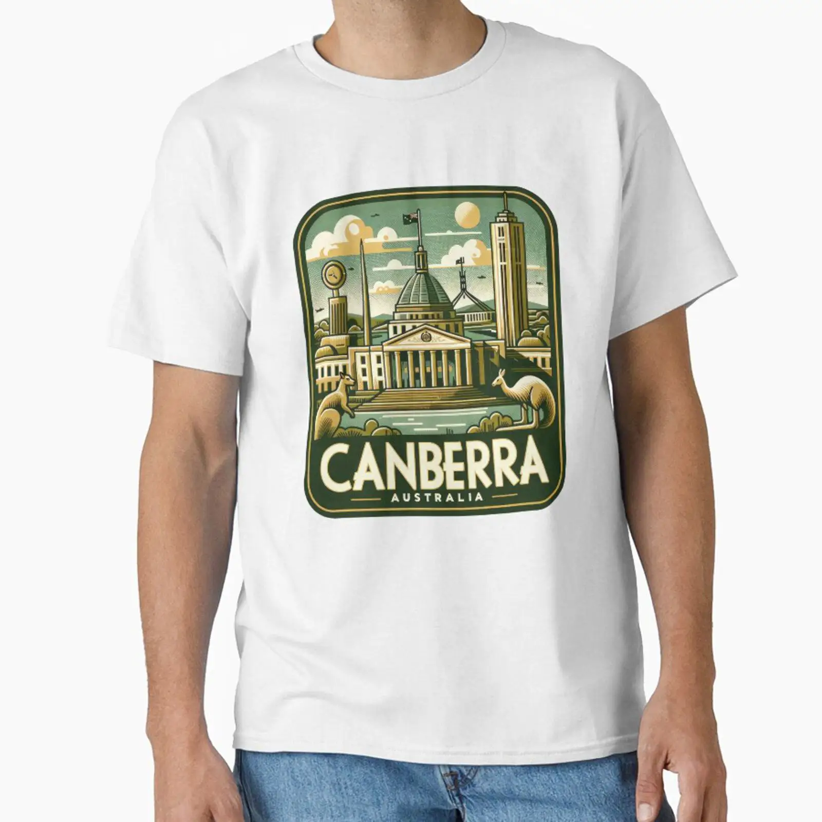 Canberra Vintage & Collectible Centre Reviews - เสื้อยืดวินเทจลายสติ๊กเกอร์ท่องเที่ยวแคนเบอร์รา สไตล์เรโทรออสเตรเลีย คลาสสิก ผ่านการซักให้ดูเก่า สวมใส่สบาย สไตล์สตรีทแวร์